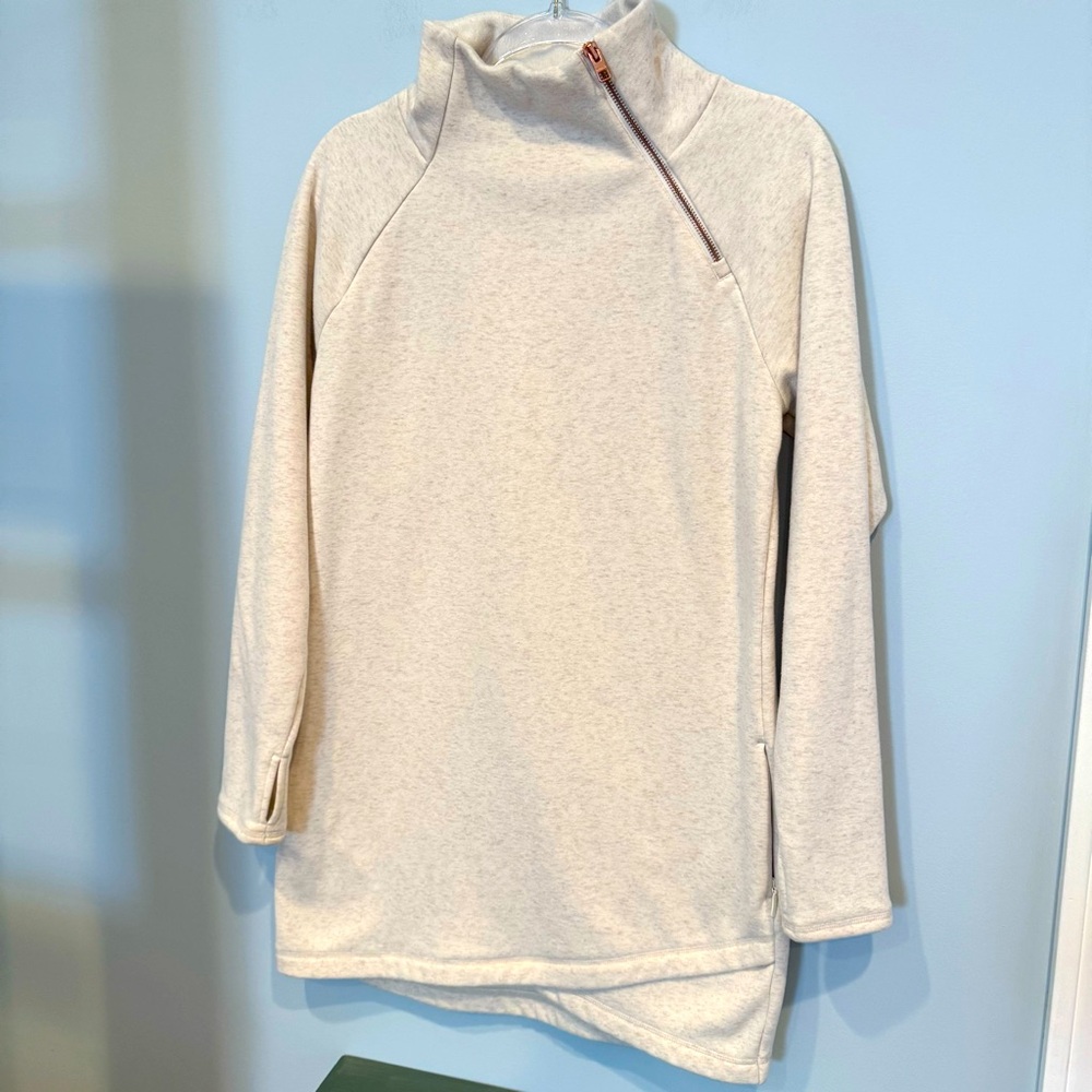 Athleta Cream Asymmetrical Long Sleeve Dress - Picture 4 of 10